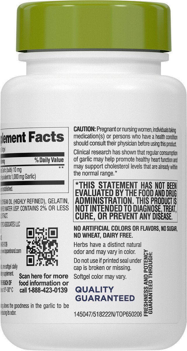slide 13 of 13, TopCare Health Odor Controlled Herbal Garlic 100 Softgels, 100 ct