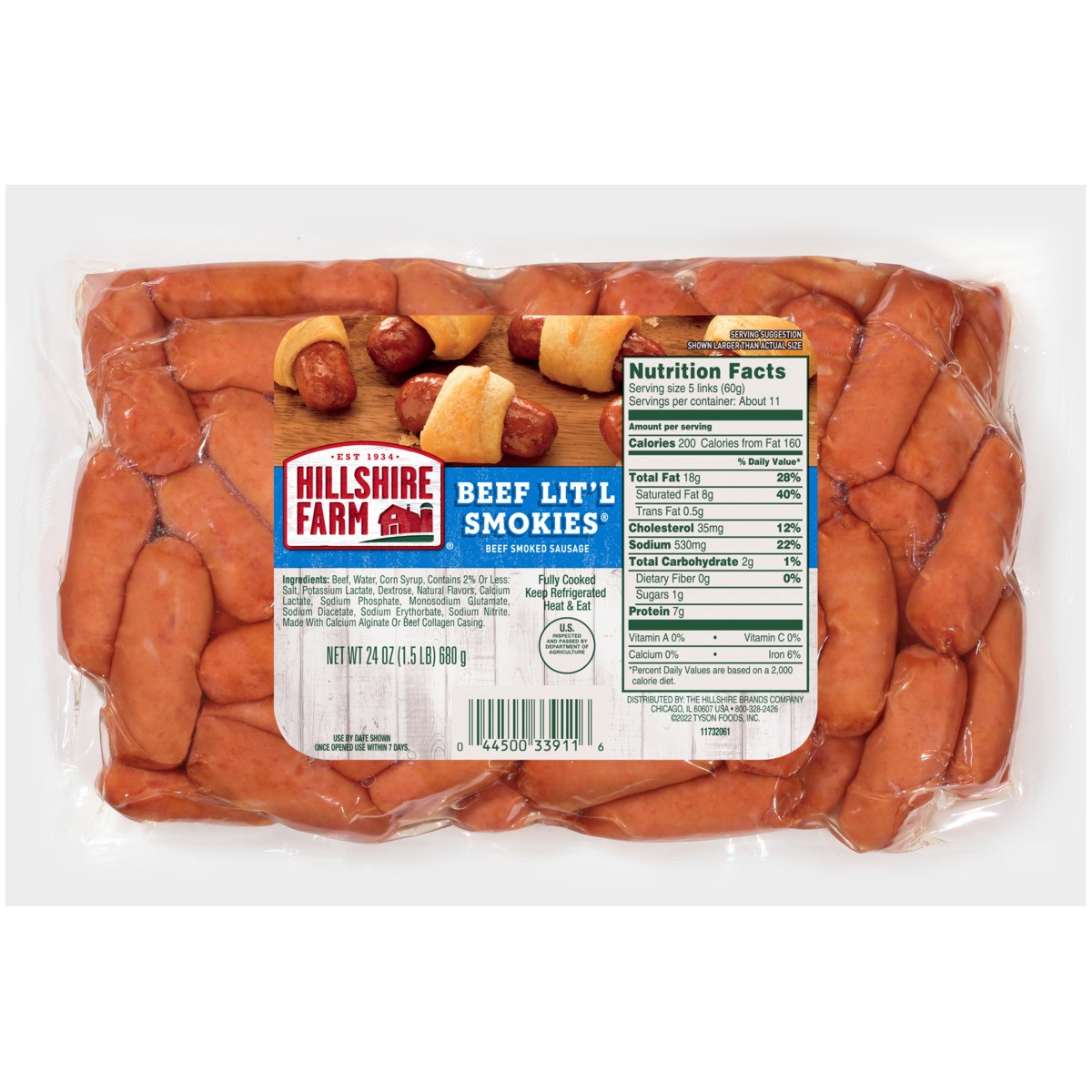 slide 1 of 11, Hillshire Farm Beef Lit'l Smokies Smoked Sausage, 24 oz., 24 oz