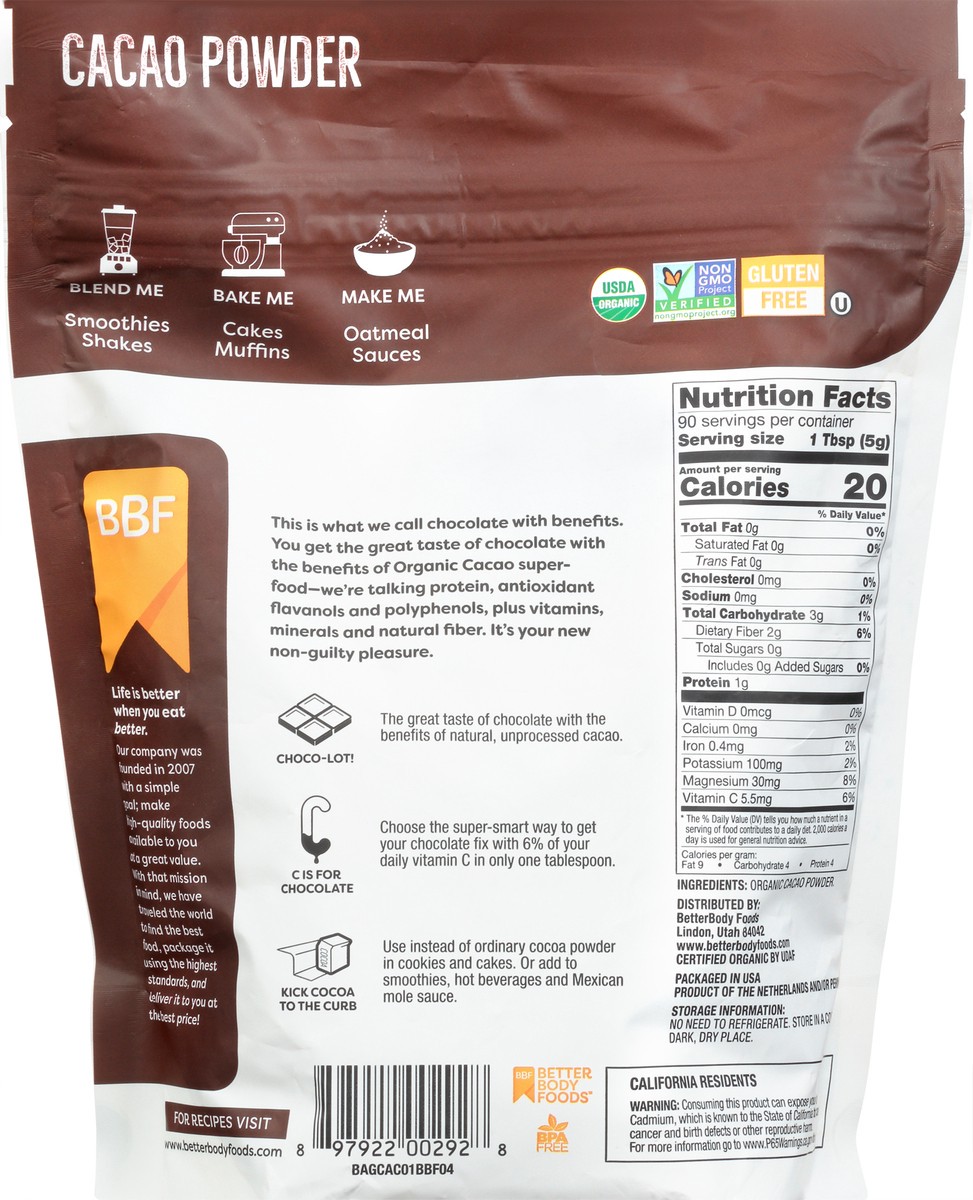 slide 8 of 12, BetterBody Foods Organic Cacao Powder 16 oz, 16 oz