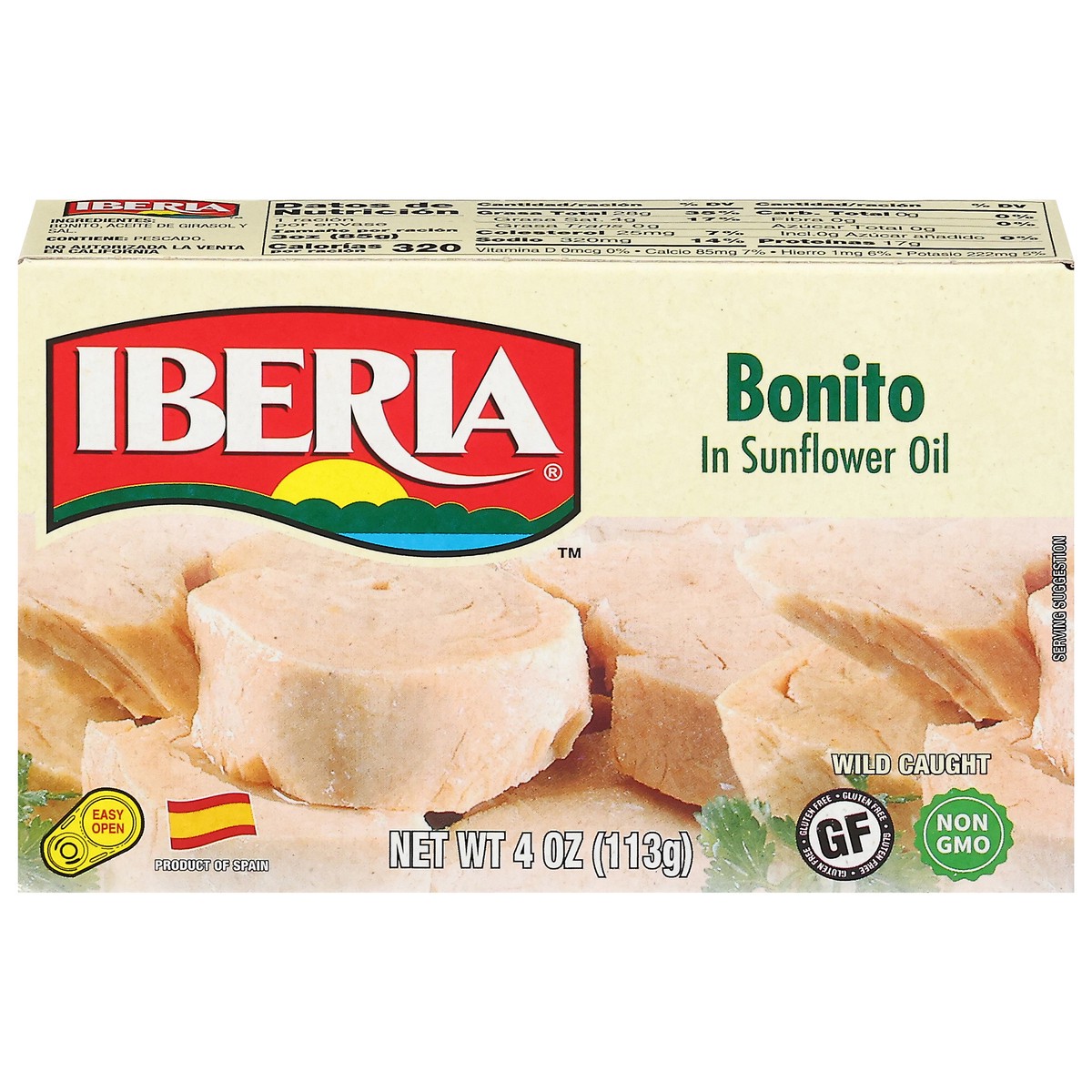 slide 4 of 14, Iberia Wild Caught Bonito in Sunflower Oil 4 oz, 4 oz