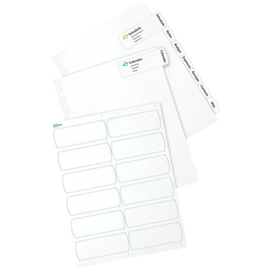 slide 6 of 10, Avery Big Tab Printable Large Label Dividers with Easy Peel, White, 8-Tab, 4 ct; 8 1/2 in x 11 in