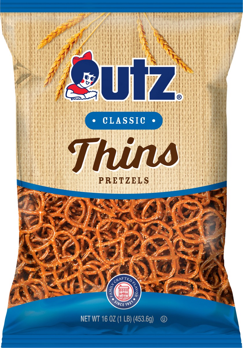 slide 4 of 7, Utz 16 oz Utz Extra Thins Pretzels, 16 oz