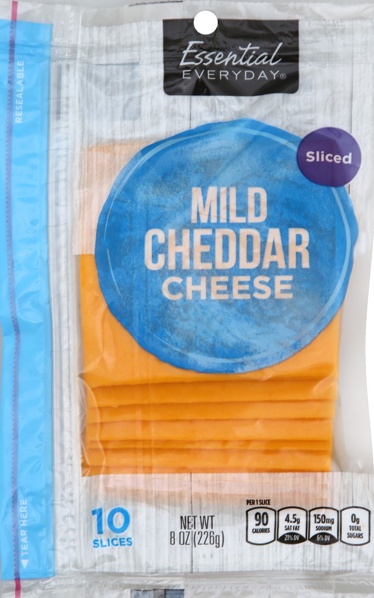 slide 6 of 6, Essential Everyday Cheese, Mild Cheddar, Sliced, 10 ct