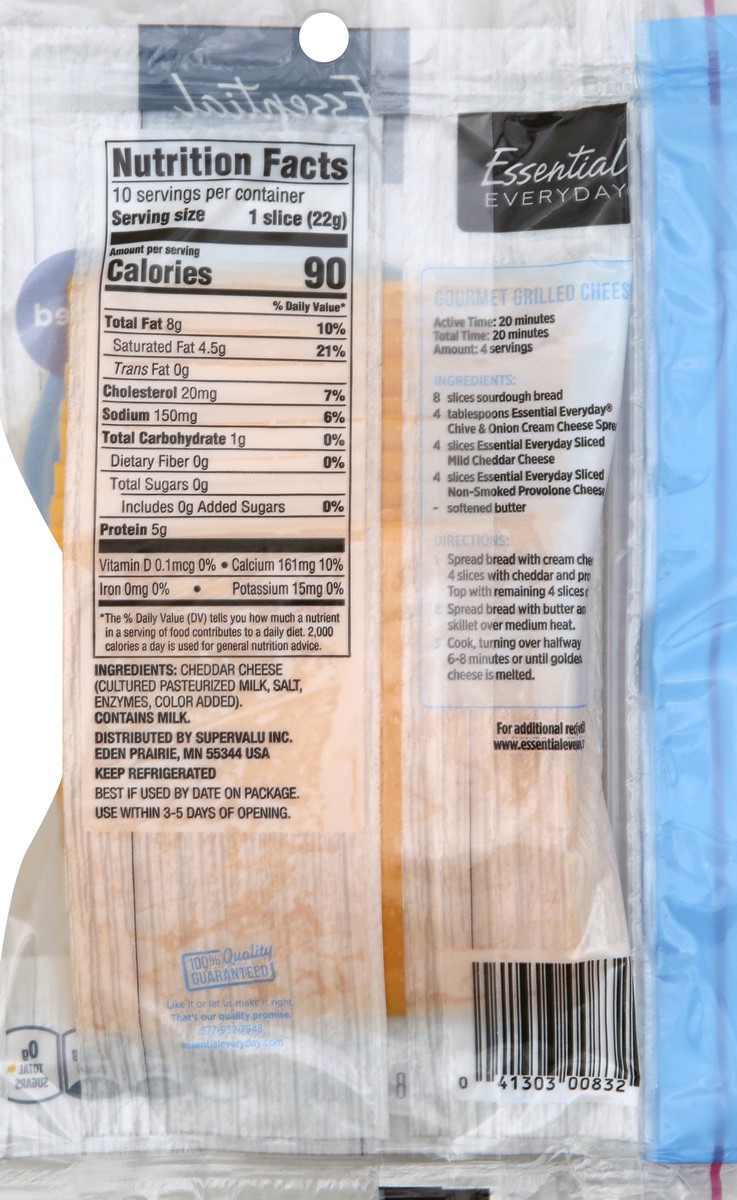 slide 2 of 6, Essential Everyday Cheese, Mild Cheddar, Sliced, 10 ct
