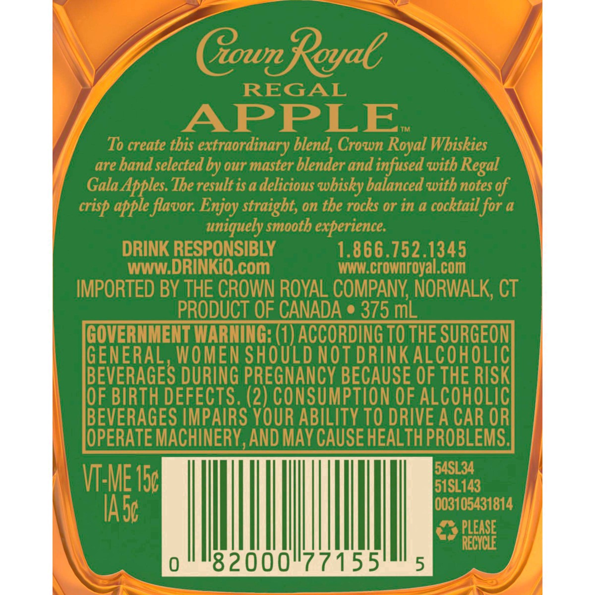 slide 11 of 13, Crown Royal Regal Apple Flavored Whisky, 375 mL, 375 ml