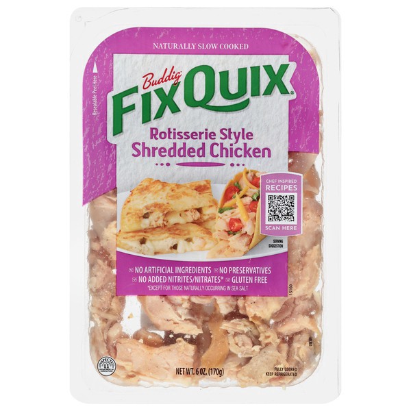 slide 1 of 1, Buddig Fix Quix Rotisserie Style Shredded Chicken 6 oz, 6 oz