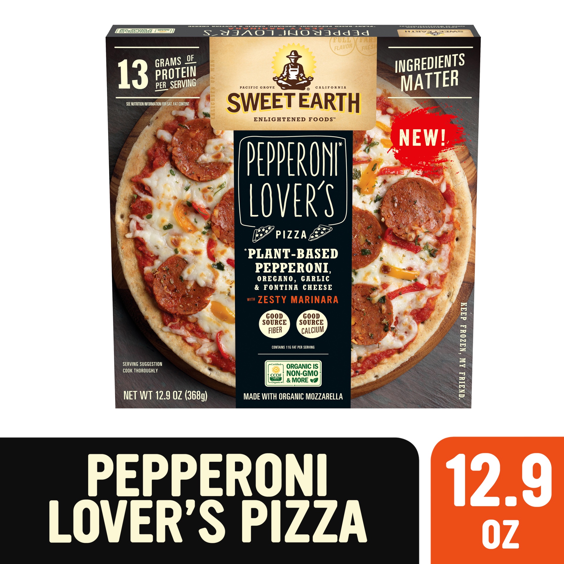 slide 1 of 6, Sweet Earth Pepperoni Lover's Plant-Based Pepperoni Pizza, 12.9 oz