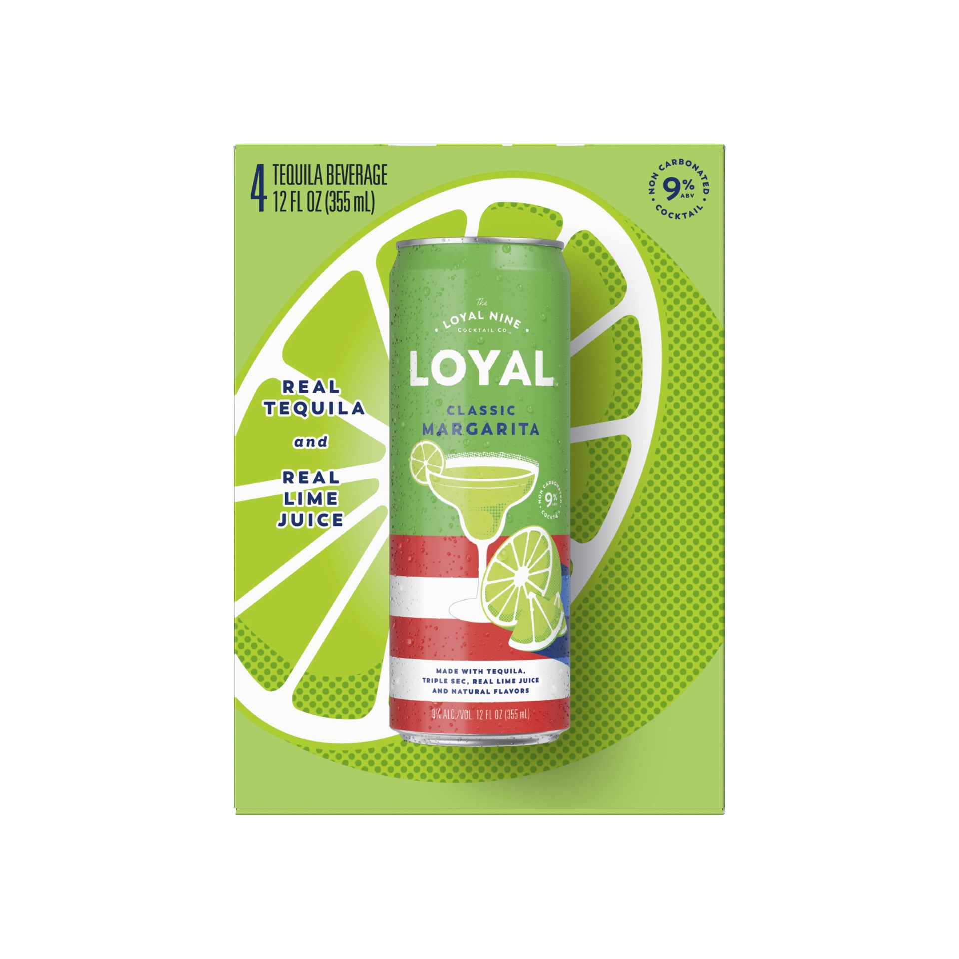 slide 2 of 5, Loyal 9 Tequila Classic Lime Margarita Cocktail, 4-PACK (4 x 12 fl oz), 4 ct; 12 oz