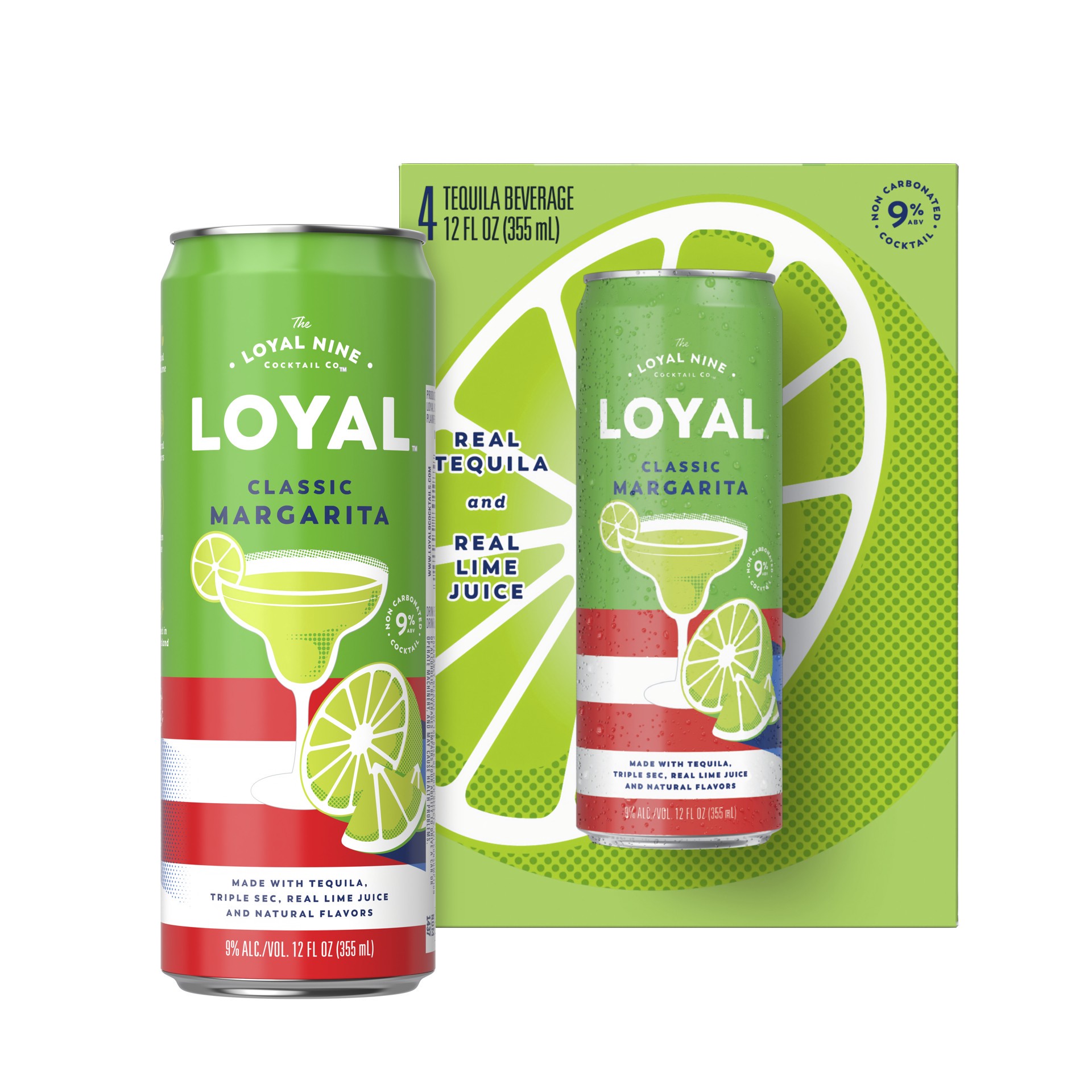 slide 5 of 5, Loyal 9 Tequila Classic Lime Margarita Cocktail, 4-PACK (4 x 12 fl oz), 4 ct; 12 oz