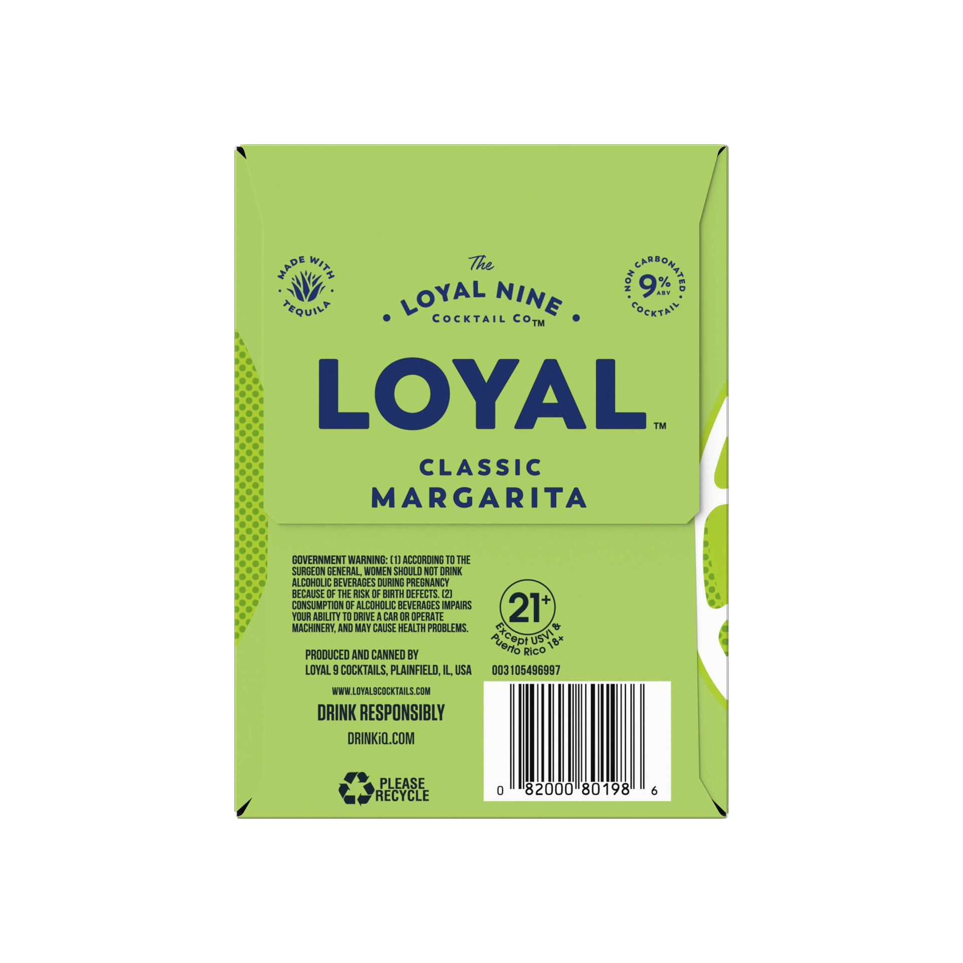slide 4 of 5, Loyal 9 Tequila Classic Lime Margarita Cocktail, 4-PACK (4 x 12 fl oz), 4 ct; 12 oz