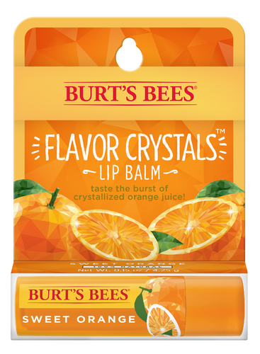 slide 1 of 1, Burt's Bees Flavor Crystals 100% Natural Moisturizing Lip Balm, Sweet Orange, 0.15 oz