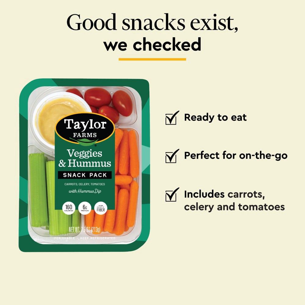 slide 3 of 5, Taylor Farms Veggies & Hummus Snack Tray, 7.5 oz