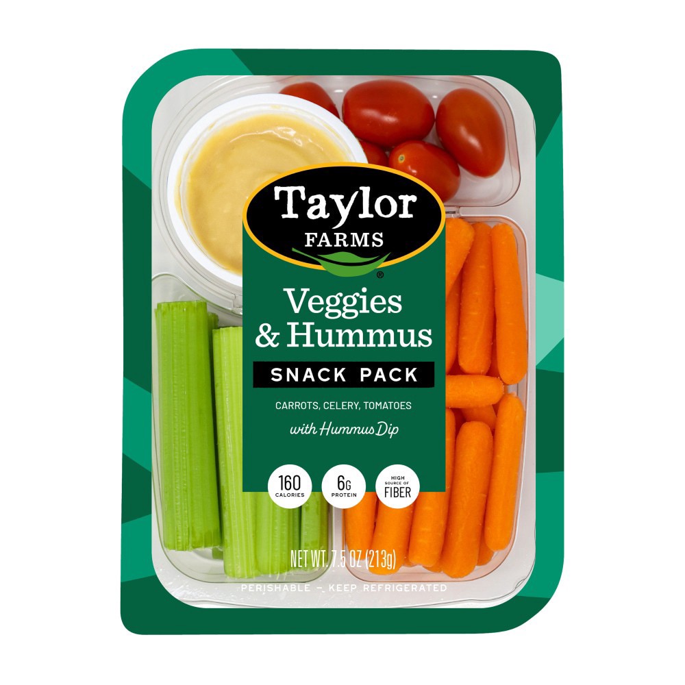 slide 1 of 5, Taylor Farms Veggies & Hummus Snack Tray, 7.5 oz