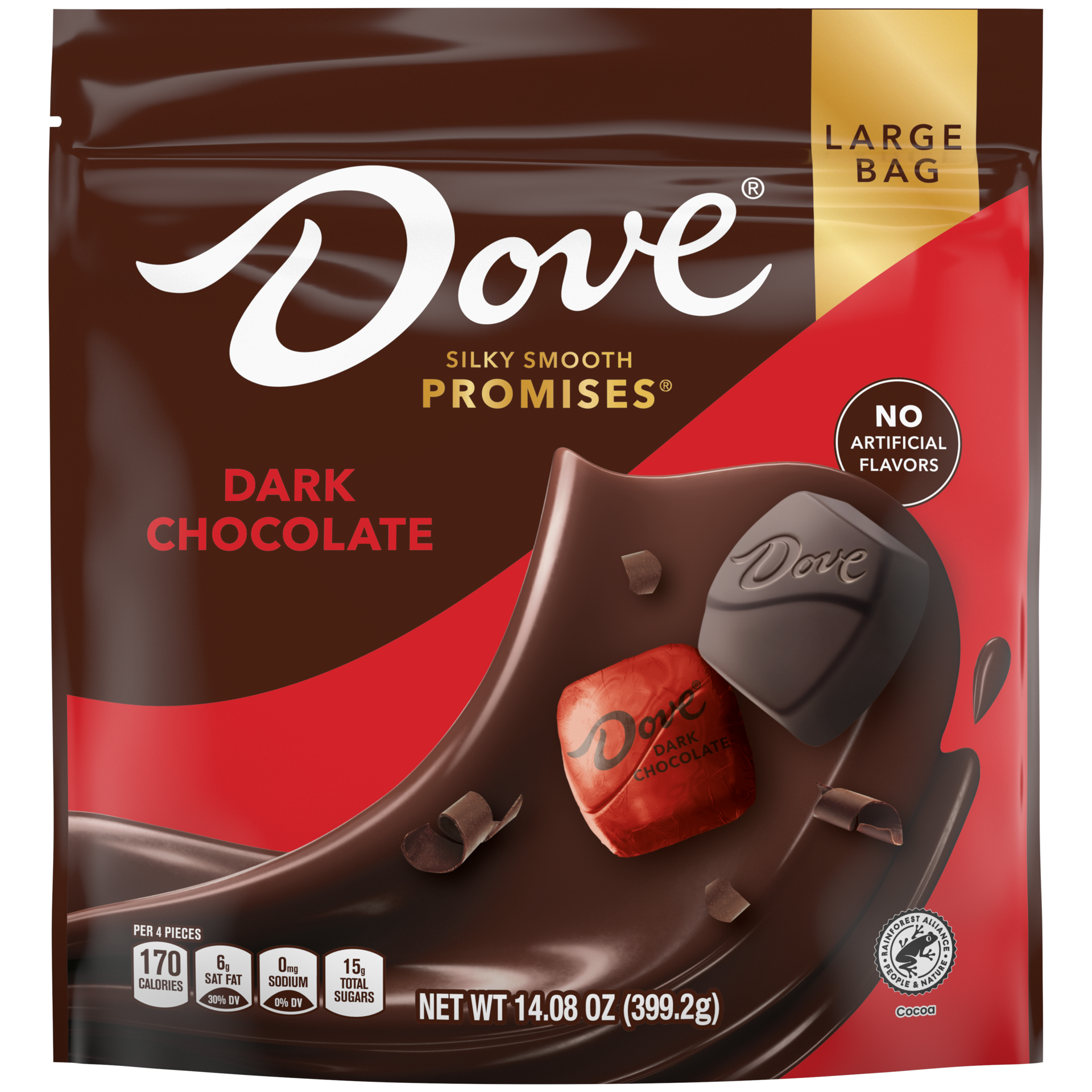 slide 1 of 8, DOVE PROMISES Dark Chocolate Candy, 14.08 Oz Large Bag, 14.08 oz