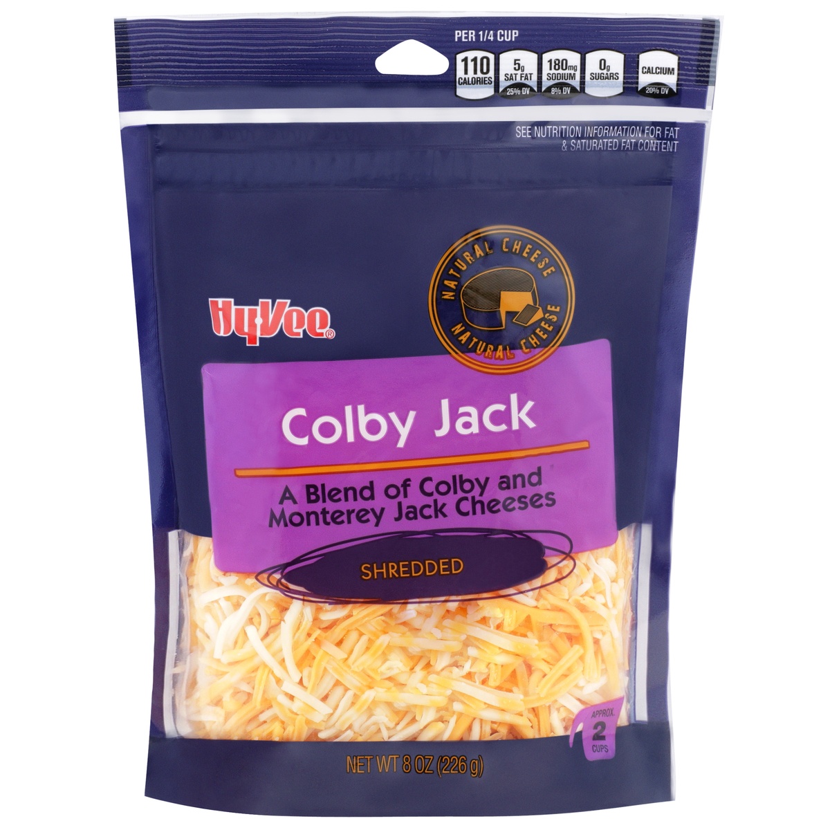 slide 1 of 1, Hy-vee Colby Jack A Blend Of Colby And Monterey Jack Shredded Cheeses - 8 oz, 8 oz