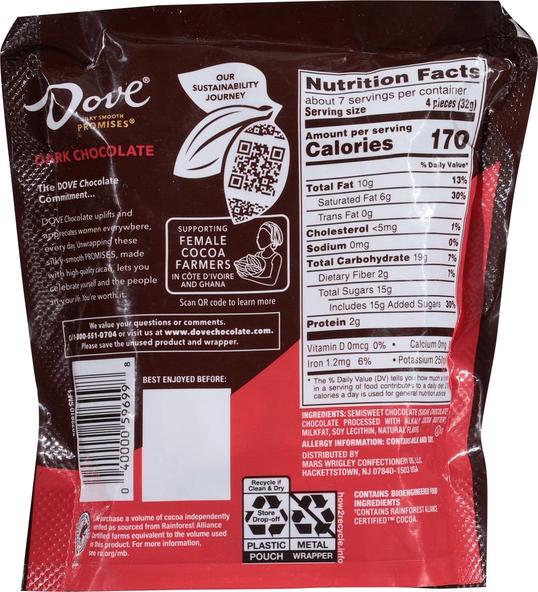 slide 14 of 14, DOVE PROMISES Dark Chocolate Candy Bag, 7.61-Ounces, 7.61 oz