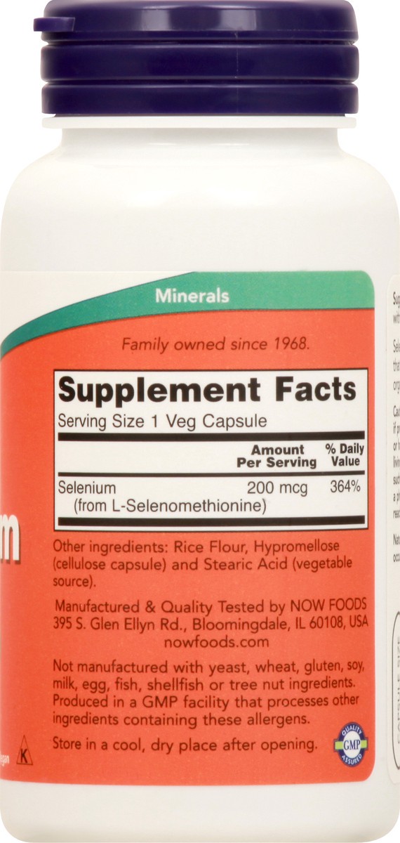 slide 5 of 9, NOW Supplements Selenium 200 mcg - 90 Veg Capsules, 90 ct