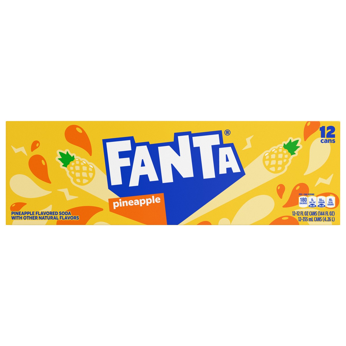 slide 1 of 9, Fanta Pineapple Soda Fridge Pack Cans, 12 fl oz, 12 Pack, 12 ct; 12 fl oz