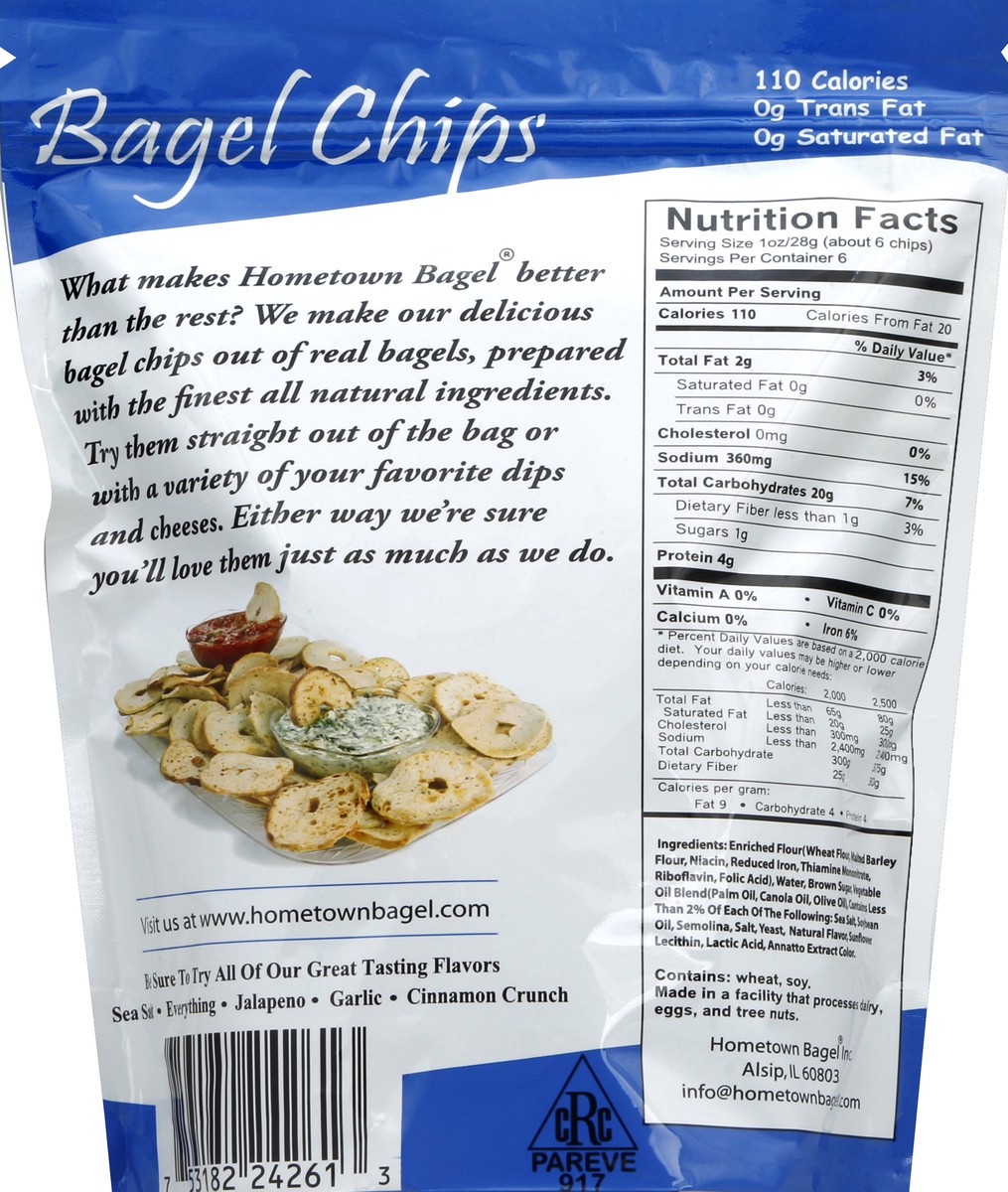 slide 3 of 3, Hometown Bagel Bagel Chips 6 oz, 6 oz