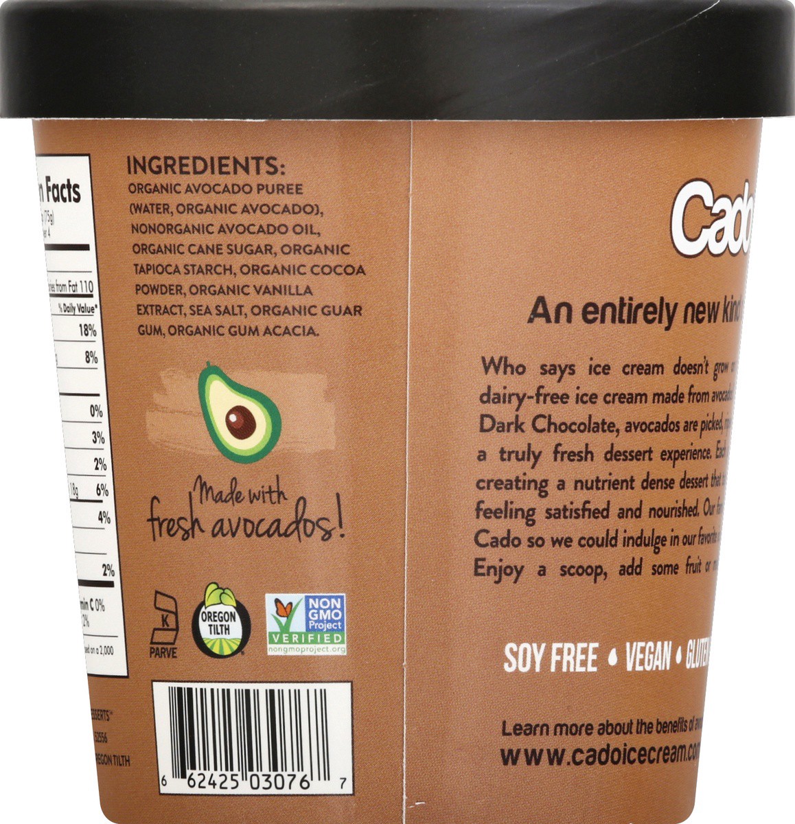 slide 3 of 6, Cado Non-Dairy Avocado Frozen Dessert - Deep Dark Chocolate, 1 pint