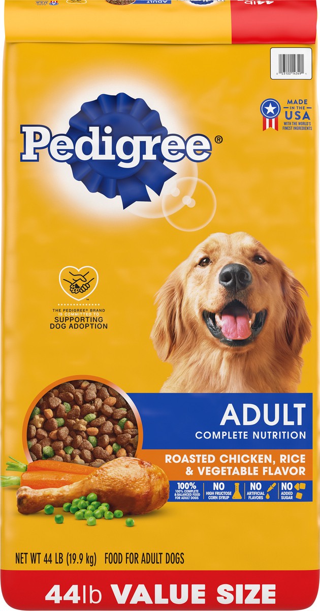 slide 2 of 16, Pedigree Adult Roasted Chicken & Vegetable Flavor Food for Dogs Value Size 44 lb, 44 lb