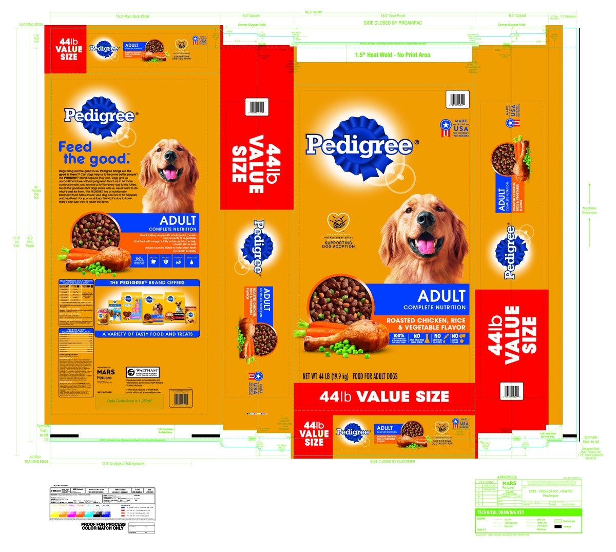 slide 4 of 16, Pedigree Adult Roasted Chicken & Vegetable Flavor Food for Dogs Value Size 44 lb, 44 lb