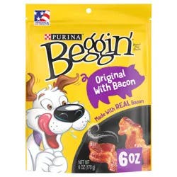 Purina Beggin' Strips Dog Training Treats Original with Bacon Chewy Dog Treats - 6oz Pouch