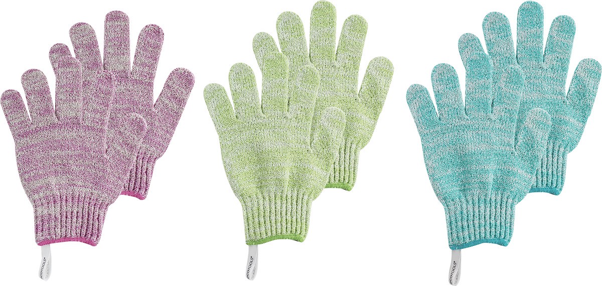 slide 1 of 2, EcoTools Green Exfoliating Shower Gloves, 1 ct