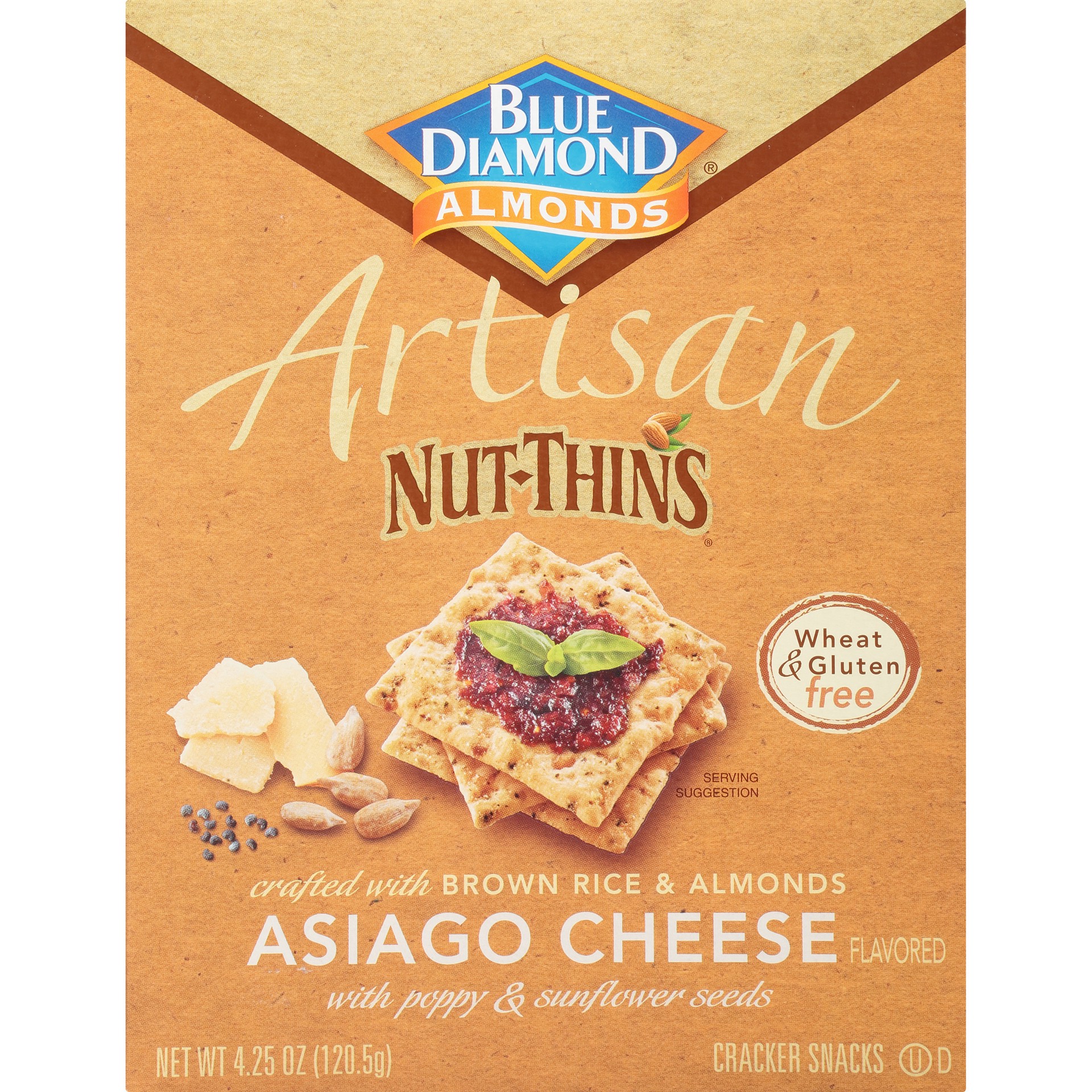 slide 1 of 2, Blue Diamond Almond Nut Thins Asiago Chse, 4.25 oz