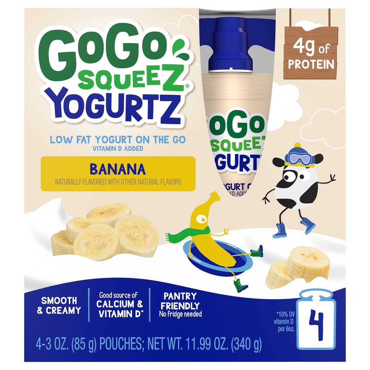 slide 8 of 11, GoGo squeeZ Low Fat Banana Yogurt 4-3 oz, 4 ct