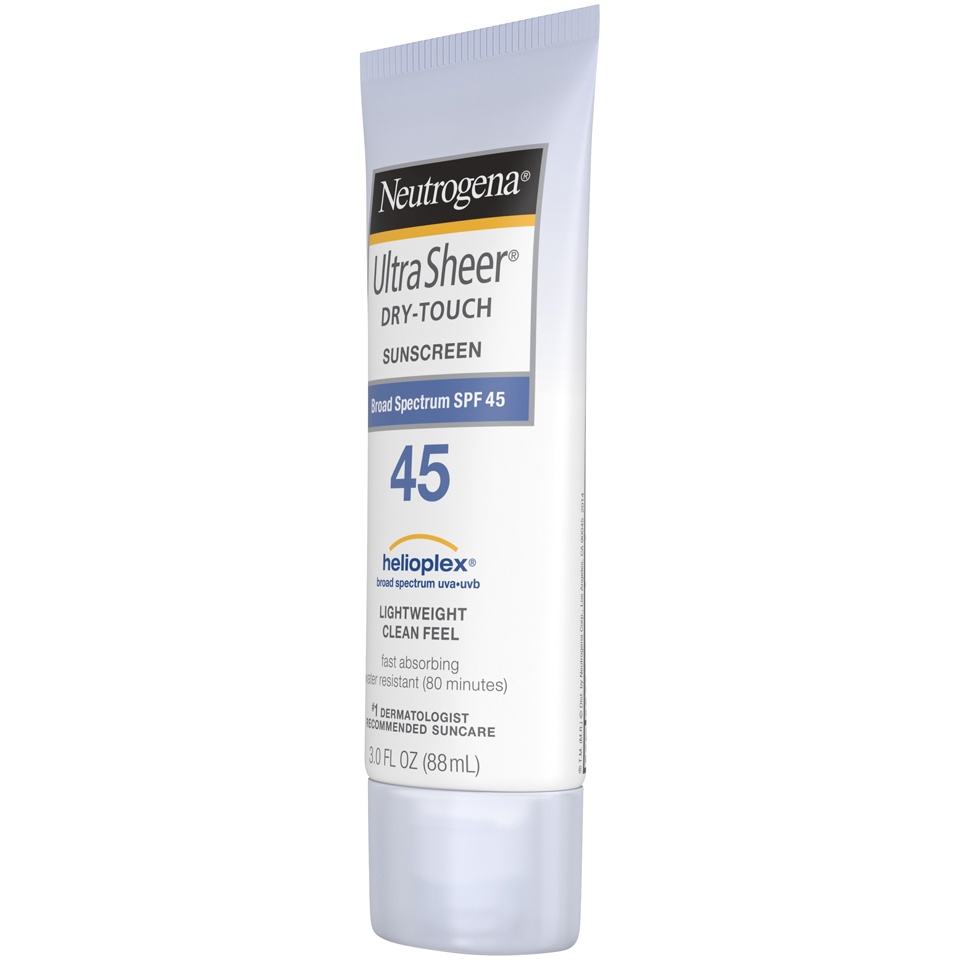 slide 3 of 6, Neutrogena Ultra Sheer Dry-Touch Broad Spectrum Sunscreen Lotion SPF 45, 3 fl oz