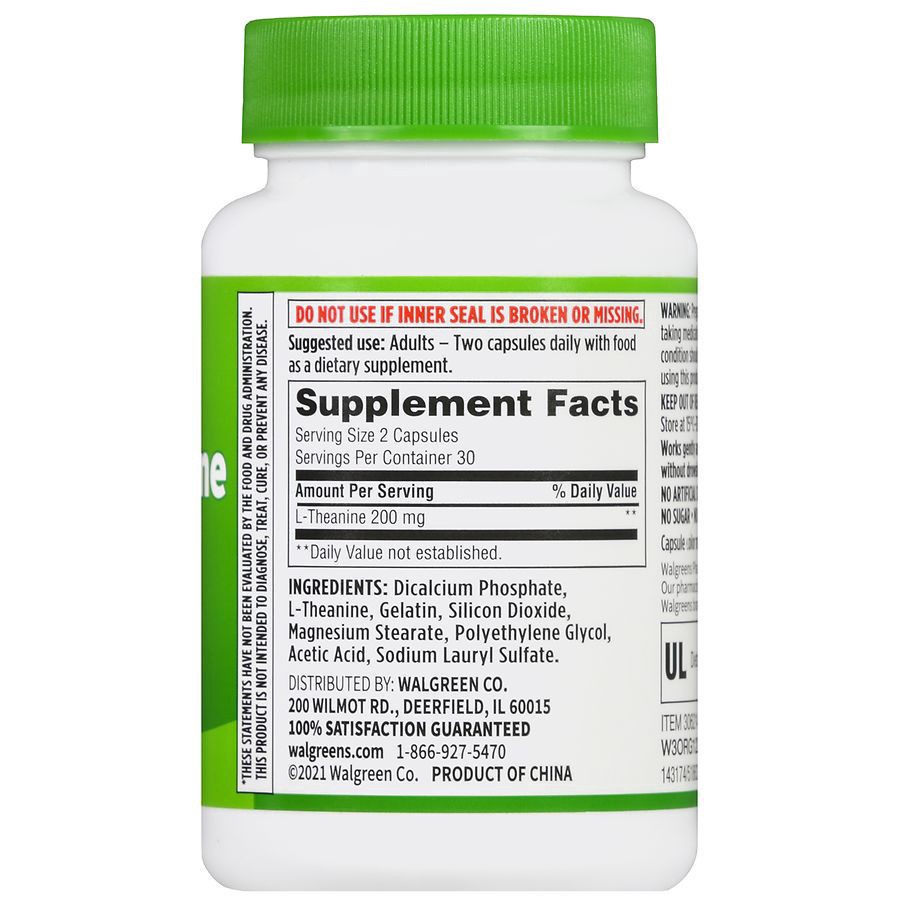 slide 4 of 5, Walgreens L-Theanine 200mg, 60 ct