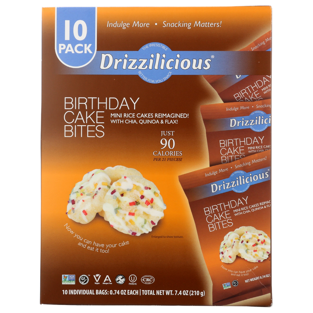 slide 1 of 2, Drizzilicious Birthday Cake Bites - 10 - 0.74 oz Bags, 10 ct; 0.74 oz