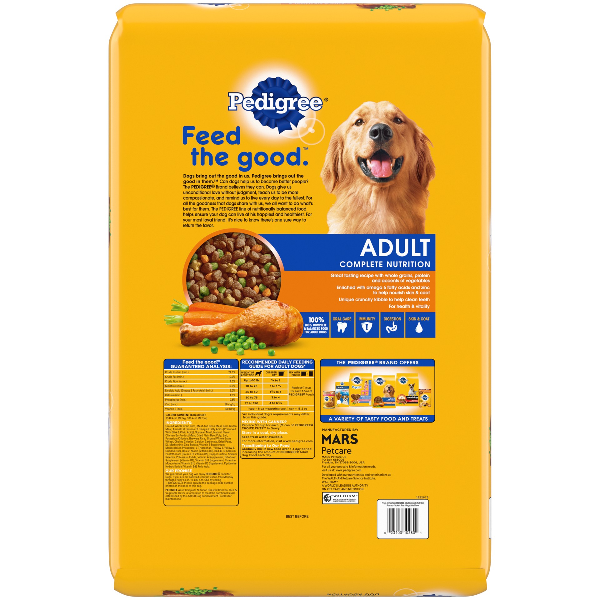 slide 3 of 5, Pedigree Adult Complete Nutrition Roasted Chicken Rice & Vegetable Dry Dog Food, 17 lb