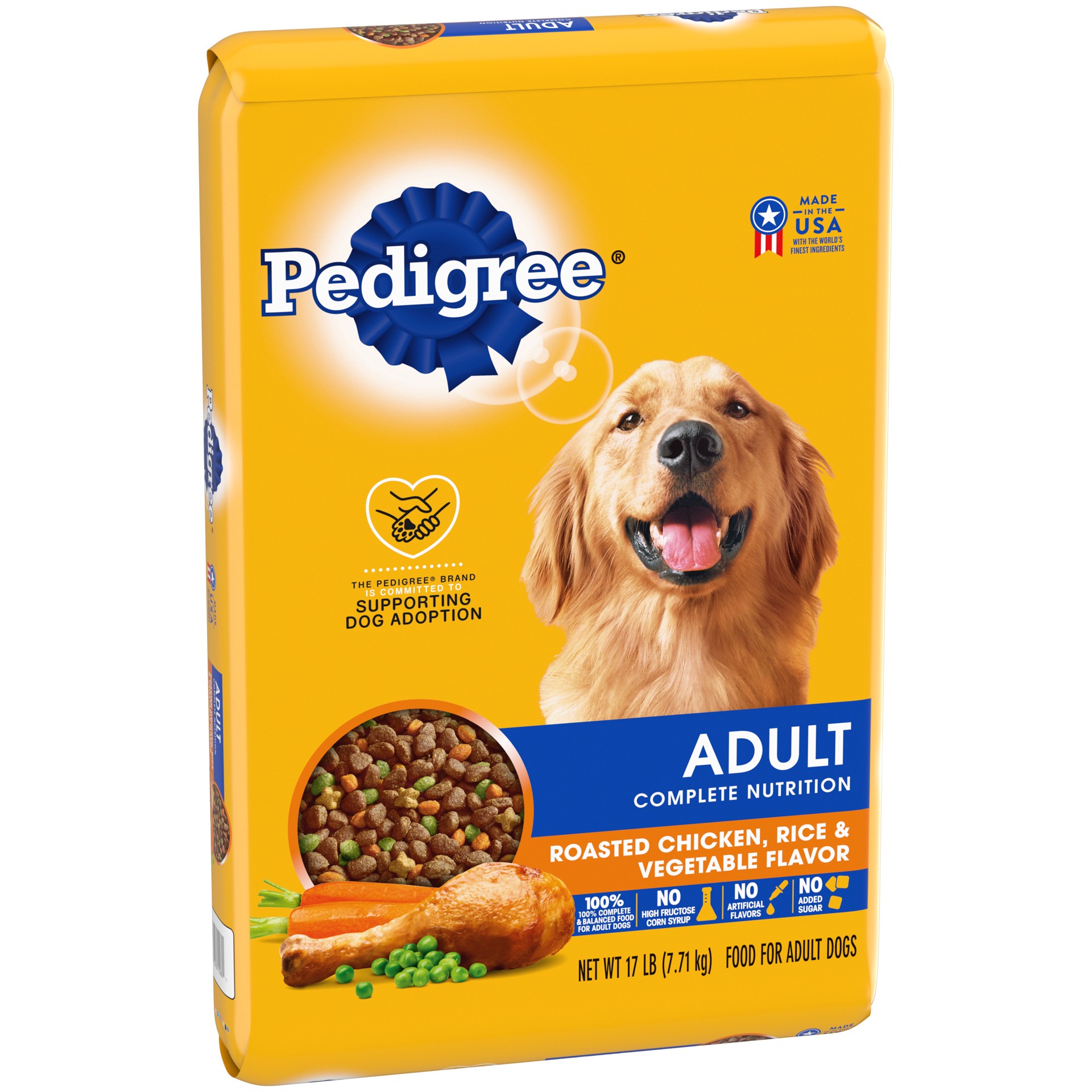 slide 5 of 5, Pedigree Adult Complete Nutrition Roasted Chicken Rice & Vegetable Dry Dog Food, 17 lb