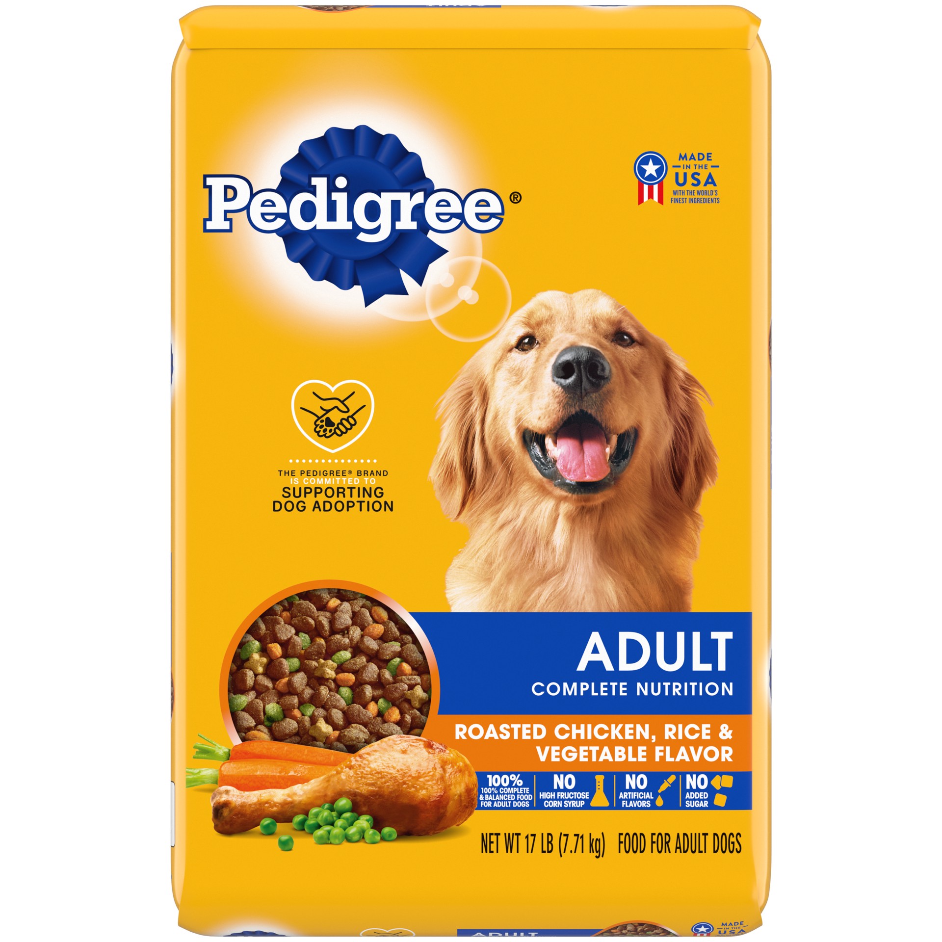 slide 1 of 5, Pedigree Adult Complete Nutrition Roasted Chicken Rice & Vegetable Dry Dog Food, 17 lb