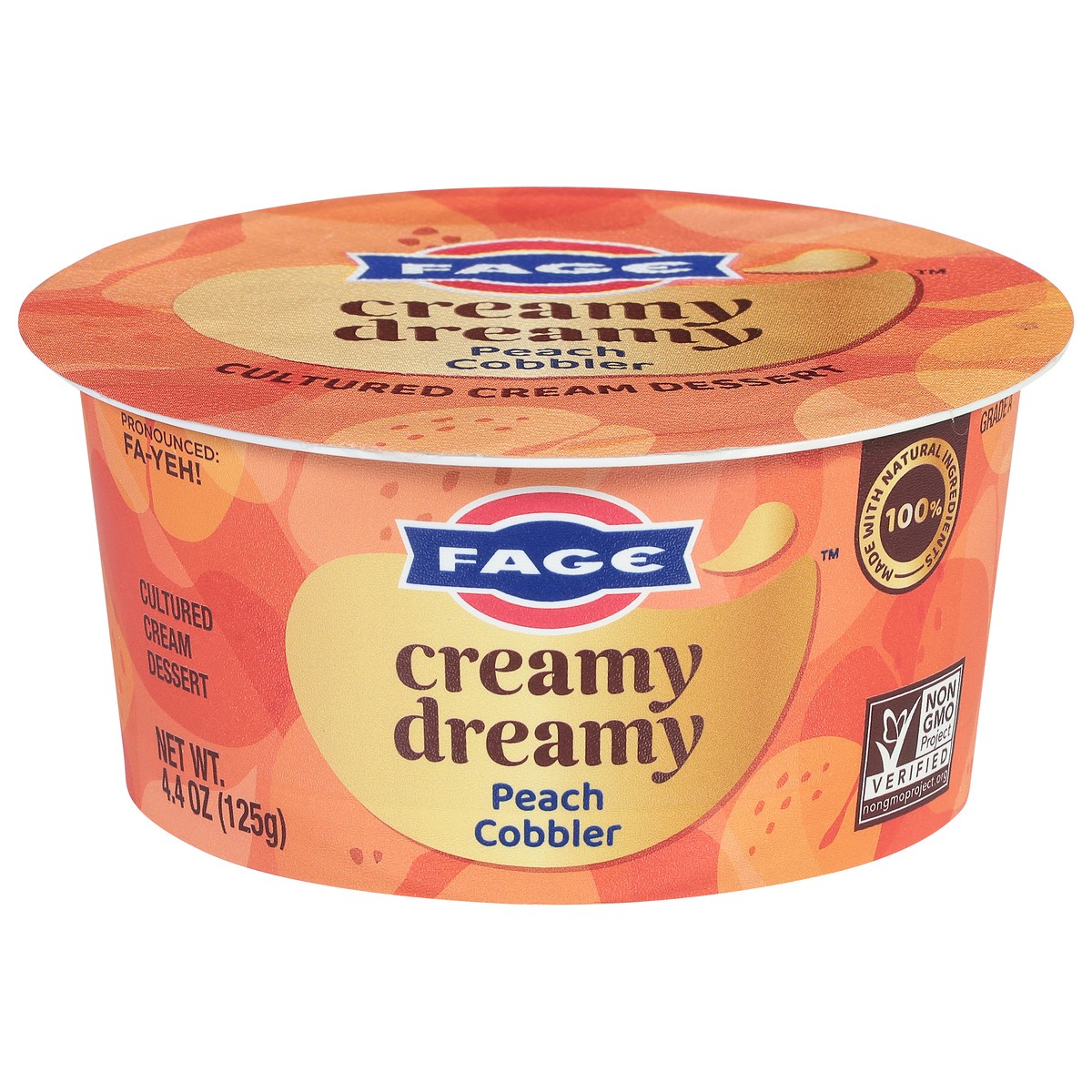 slide 8 of 13, Fage Cultured Creamy Dreamy Peach Cobbler Cream Dessert 4.4 oz, 4.4 oz