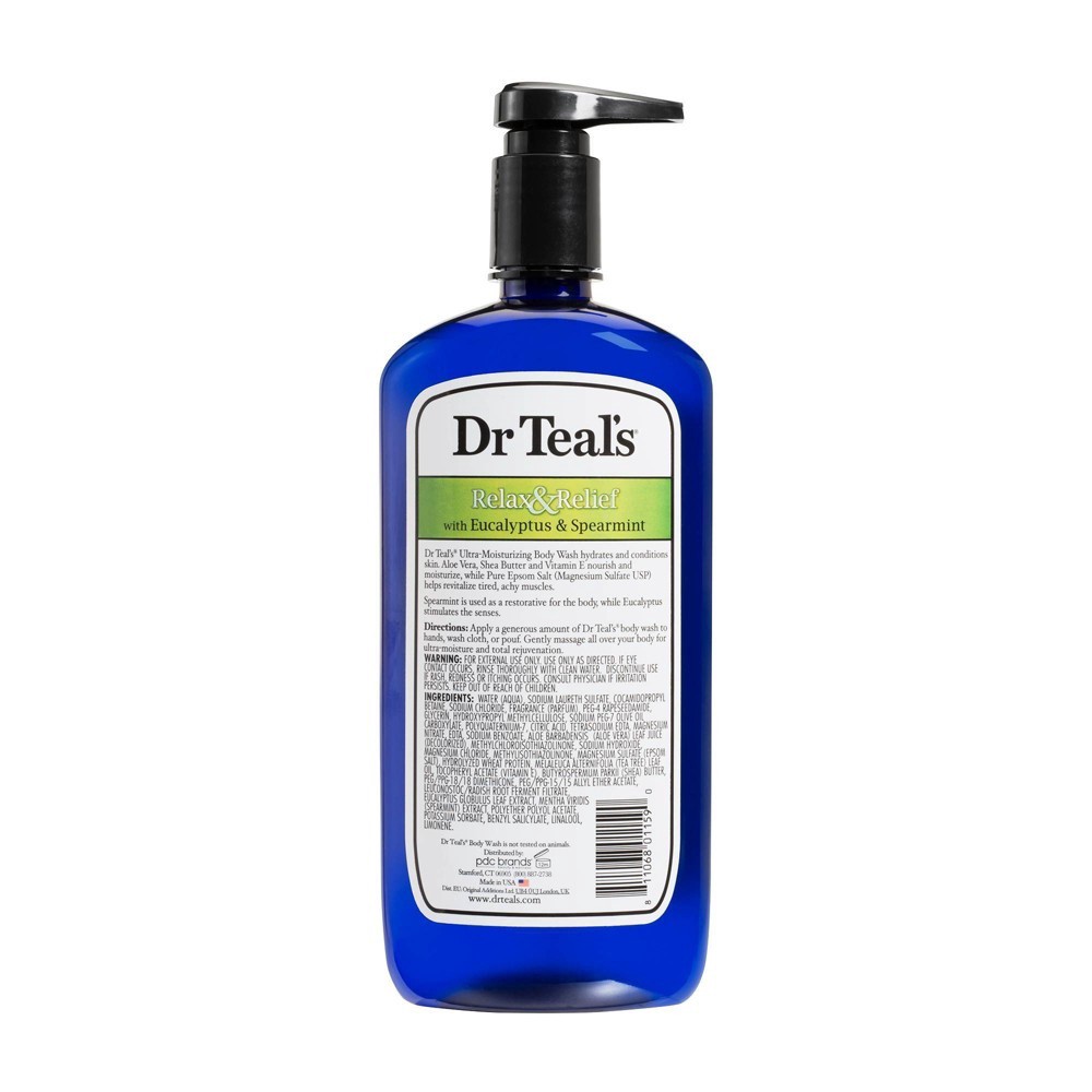 slide 2 of 3, Dr. Teal's Body Wash, with Pure Epsom Salt, Relax & Relief, with Eucalyptus & Spearmint, 24 oz