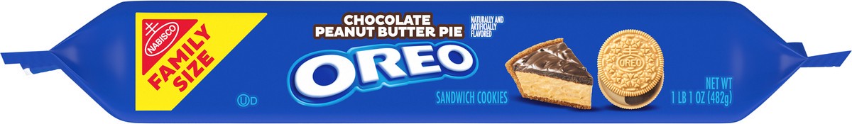 slide 9 of 9, OREO Chocolate Peanut Butter Pie Sandwich Cookies Family Size - 17oz, 1 ct