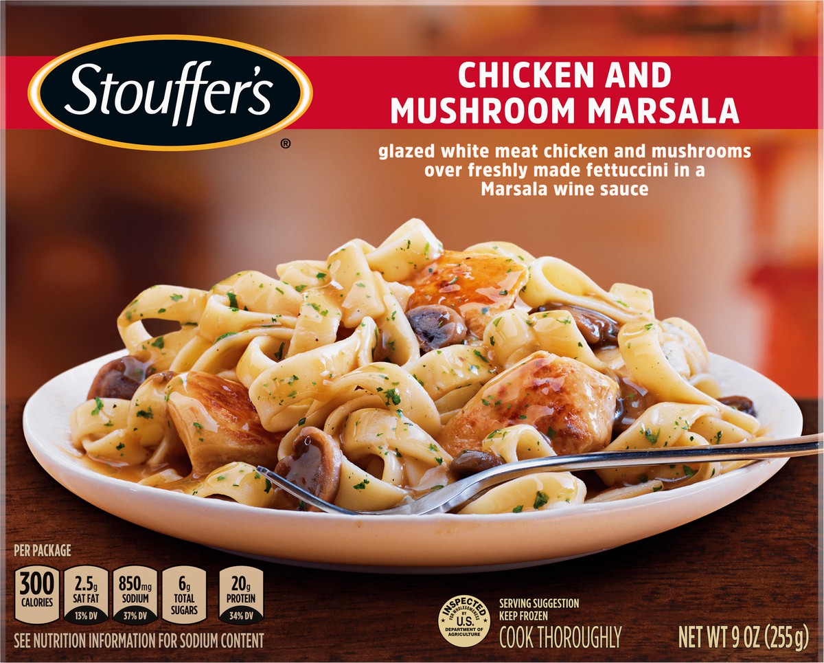 slide 6 of 9, Stouffer's Chicken and Mushroom Marsala Frozen Meal, 9 oz