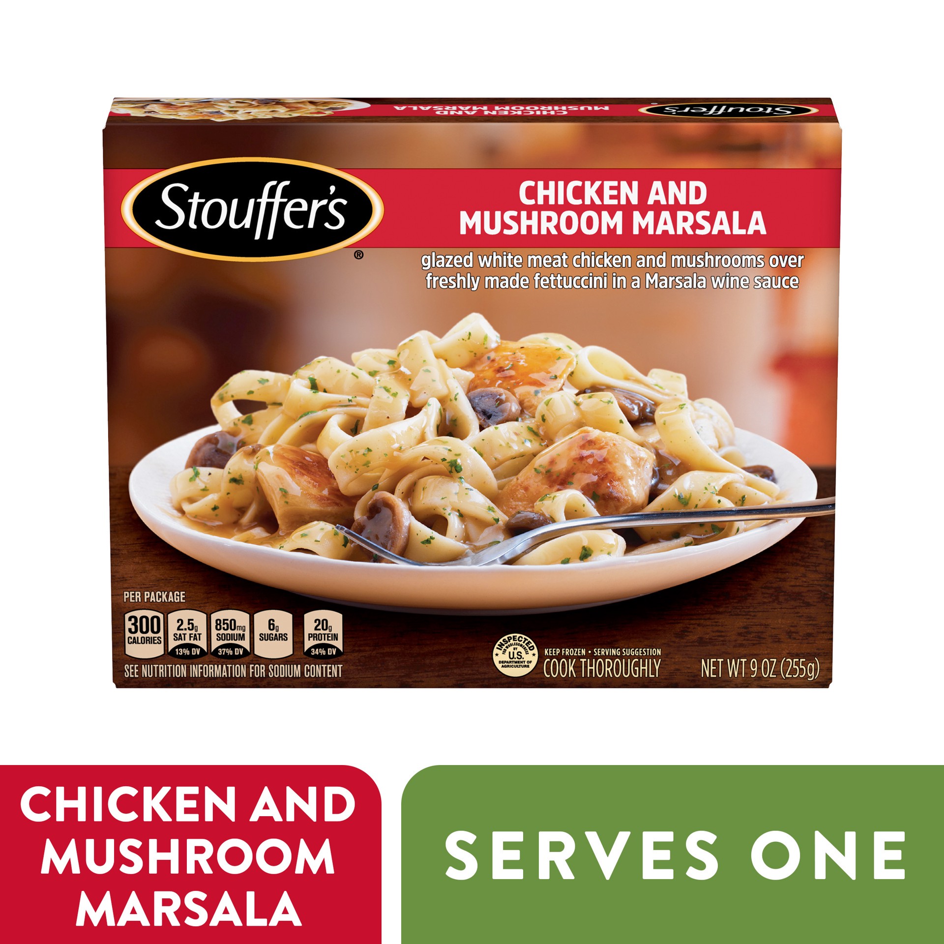 slide 1 of 9, Stouffer's Chicken and Mushroom Marsala Frozen Meal, 9 oz