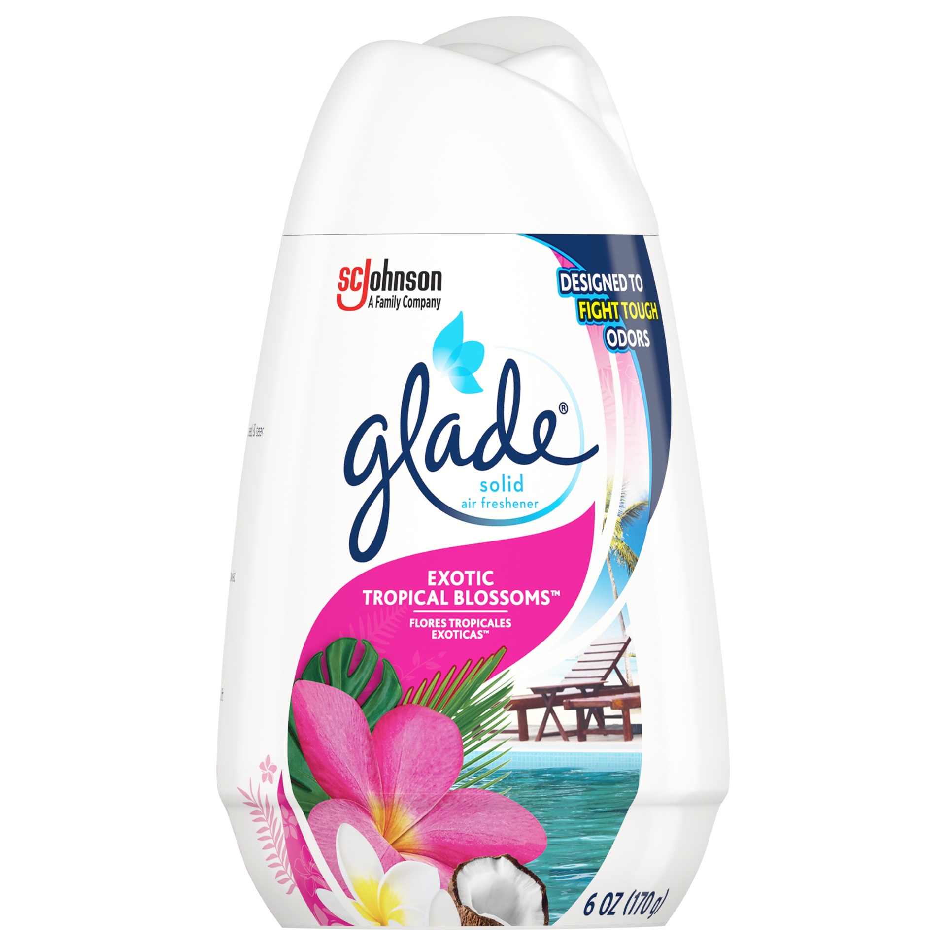 slide 1 of 7, Glade Exotic Tropical Blossoms Solid Air Freshener, 6 oz