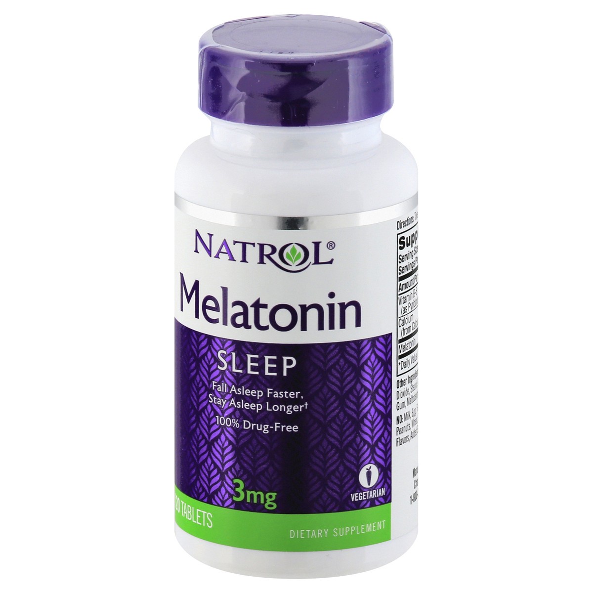 slide 3 of 9, Natrol 3mg Melatonin Sleep Aid Tablets, Fall Asleep Faster, Stay Asleep Longer, 99% Pure Melatonin, Dietary Supplement, 120 Count, 120 ct
