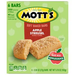 Mott's Soft Baked Bars, Apple Streusel, Made With Applesauce, 6 Count, 5.76 oz