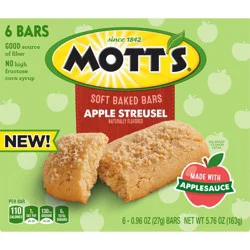 Mott's Soft Baked Bars, Apple Streusel, Made With Applesauce, 6 Count, 5.76 oz