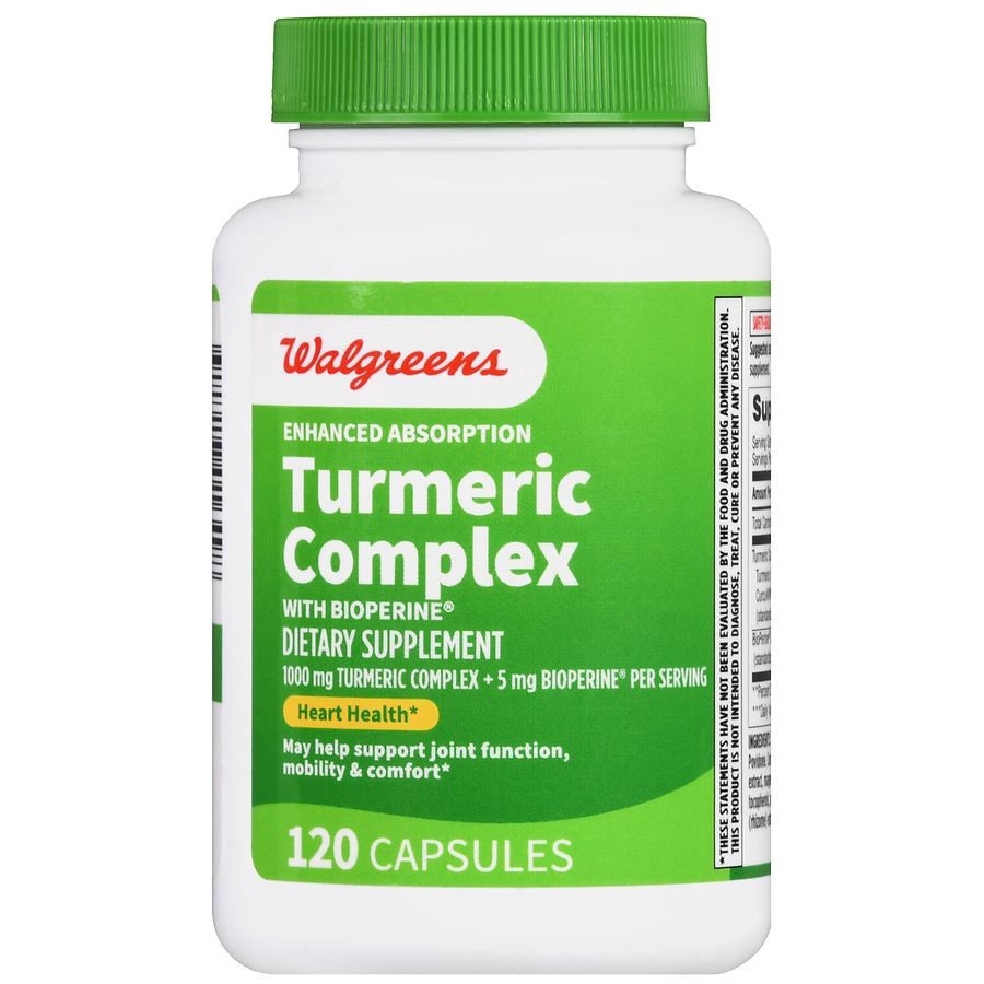 slide 3 of 5, Walgreens Enhanced Absorption Turmeric Complex with BioPerine, 120 ct