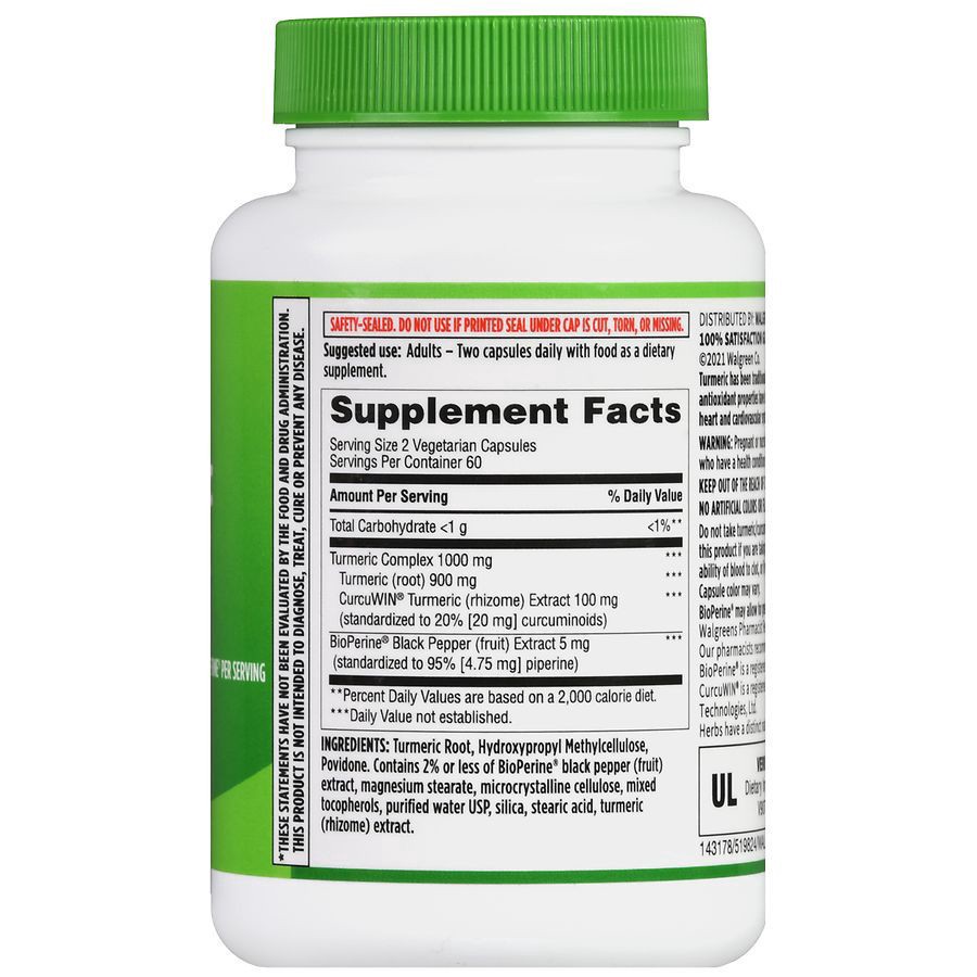 slide 5 of 5, Walgreens Enhanced Absorption Turmeric Complex with BioPerine, 120 ct