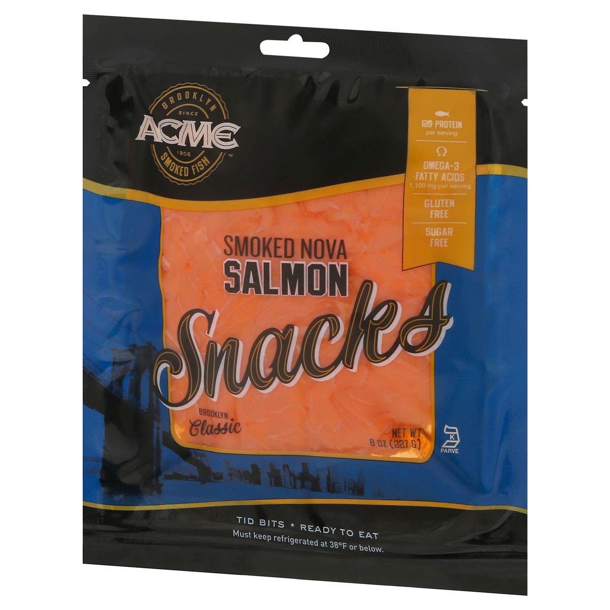slide 3 of 11, ACME Smoked Nova Salmon Snacks 8 oz, 