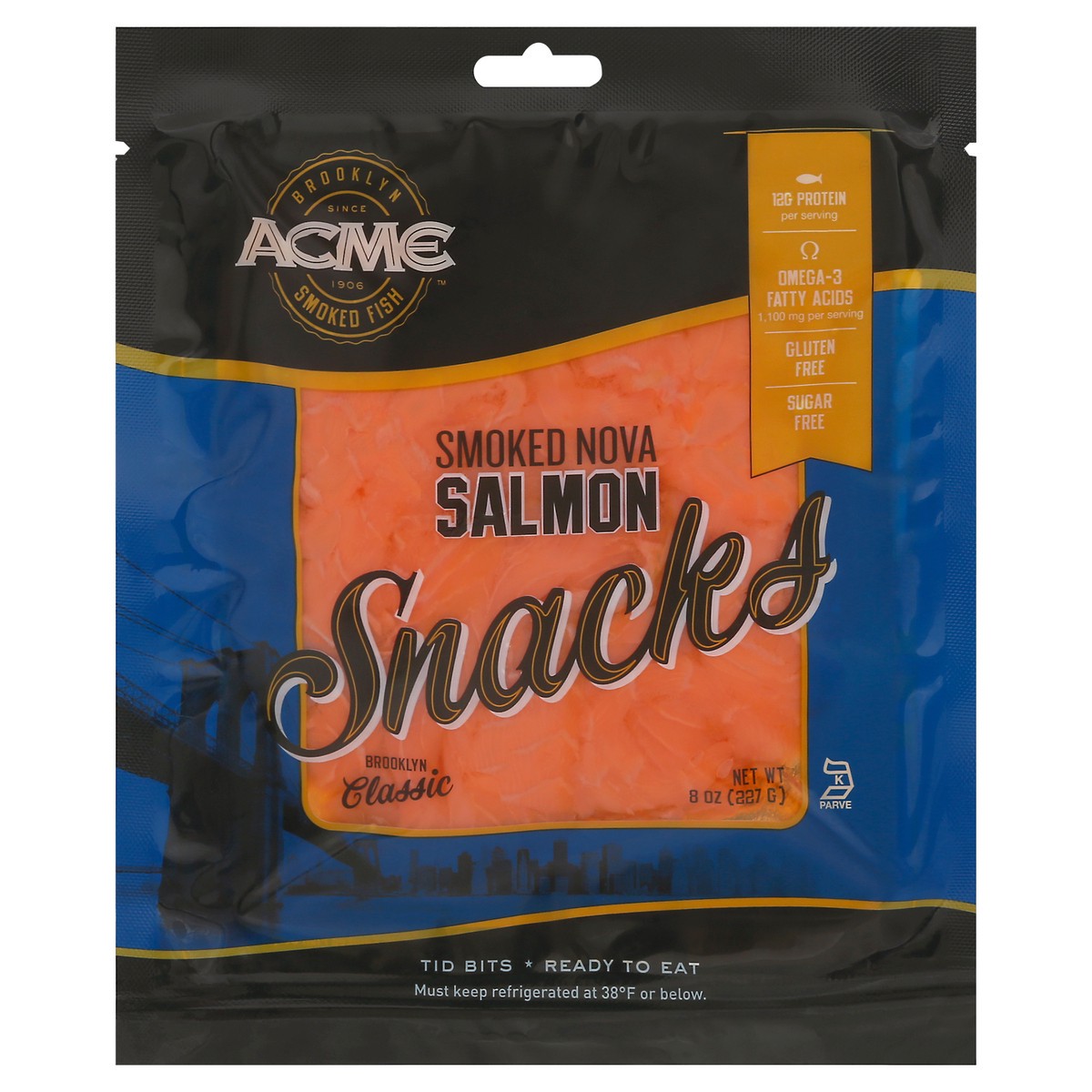 slide 1 of 11, ACME Smoked Nova Salmon Snacks 8 oz, 