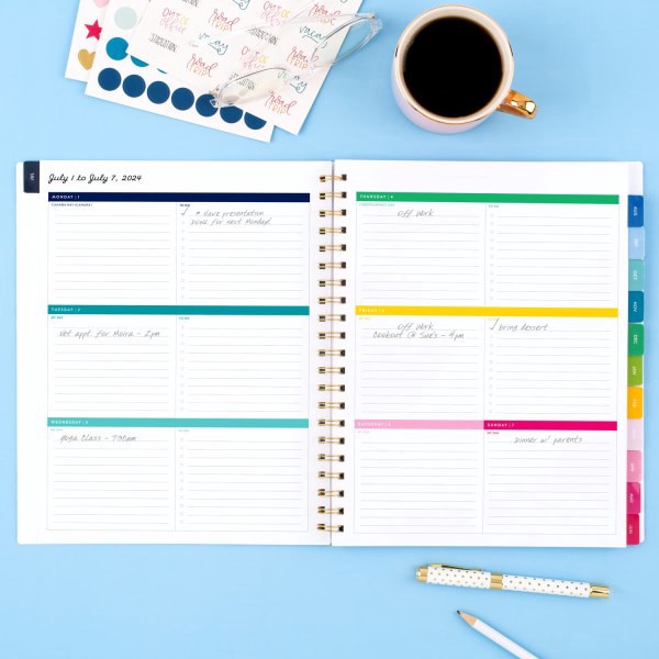 slide 8 of 8, 2024-2025 At-A-Glance Simplified By Emily Ley Weekly/Monthly Academic Planner, 8-1/2"" X 11"", Happy Stripe, July 2024 To June 2025, El24-905A, 1 ct